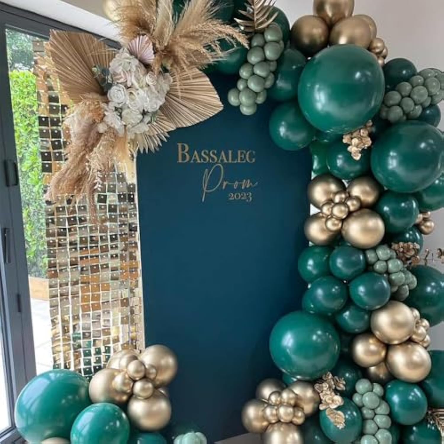 Green And Gold Balloons Arch Garland Kit 129Pcs Dark Emerald Green Sage Green Metallic Gold Balloon For Birthday Wedding Christmas New Year Eve Party Decorations