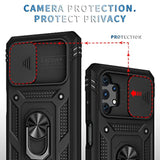 Galaxy A32 5G Case with Camera Cover Slider and 2 Tempered Glass Screen Protectors, Black