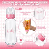 6 Sets Bottle Chug Baby Shower Games Juegos Para Plastic Baby Bottles Bibs Hat Disposable Diapers Gender Reveal Games Baby Changing Diaper Race Game Decoration (Pink)