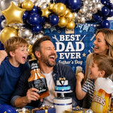 Happy Father's Day Balloon Garland Arch Set 100Pcs with Backdrop Banner, Fathers Day Decorations for Best Father Ever Decor Father's Day Party Fathers Birthday Party Photo Booth Backdrop Decor