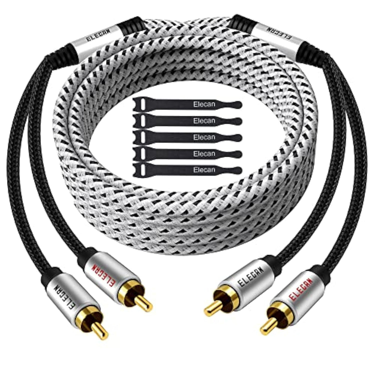 Premium Rca Cable 75 Ft (Hi-Fi Sound-16 Awg-Shielded) 2 Rca Male To 2 Rca Male