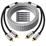 Premium Rca Cable 75 Ft (Hi-Fi Sound-16 Awg-Shielded) 2 Rca Male To 2 Rca Male