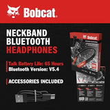 Bobcat Neckband Bluetooth Headphones - Earphones With Microphone, 80H Battery, Fast Charging - Ipx4 Sweatproof Sports Headphones For Running, Jobsite, Gym, And Workout