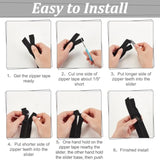 10 Yards #8 Nylon Closed-End Zippers Black Large Nylon Coil Zippers Wi