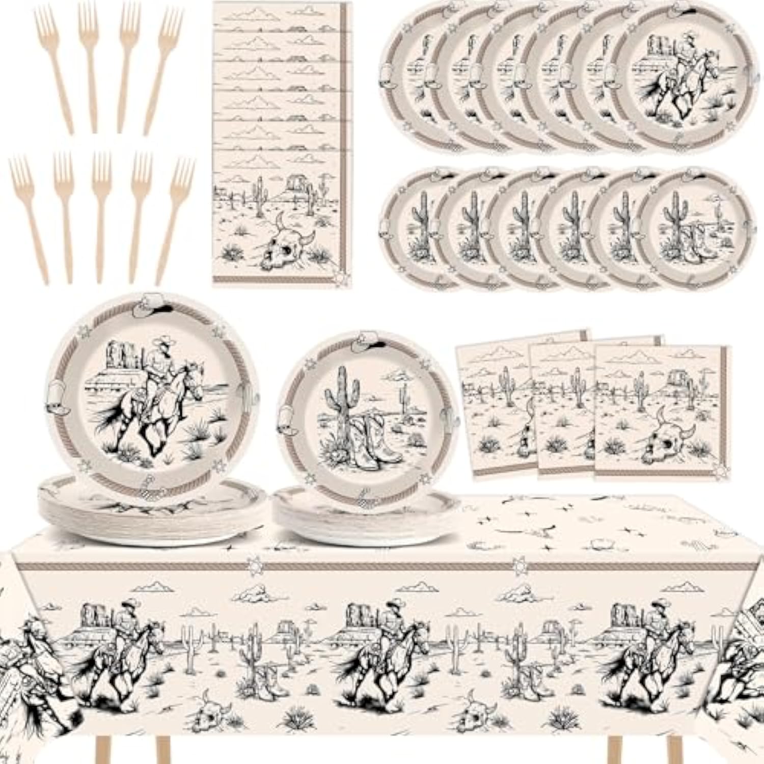 Cowboy Birthday Plates Napkins For Kids Boys Western Party Theme Supplies Decorations Rodeo Bachelor Paper Cake Tableware Set Tablecloths Serves 24 Guests Cowboy Ranch Wild West Party Favors