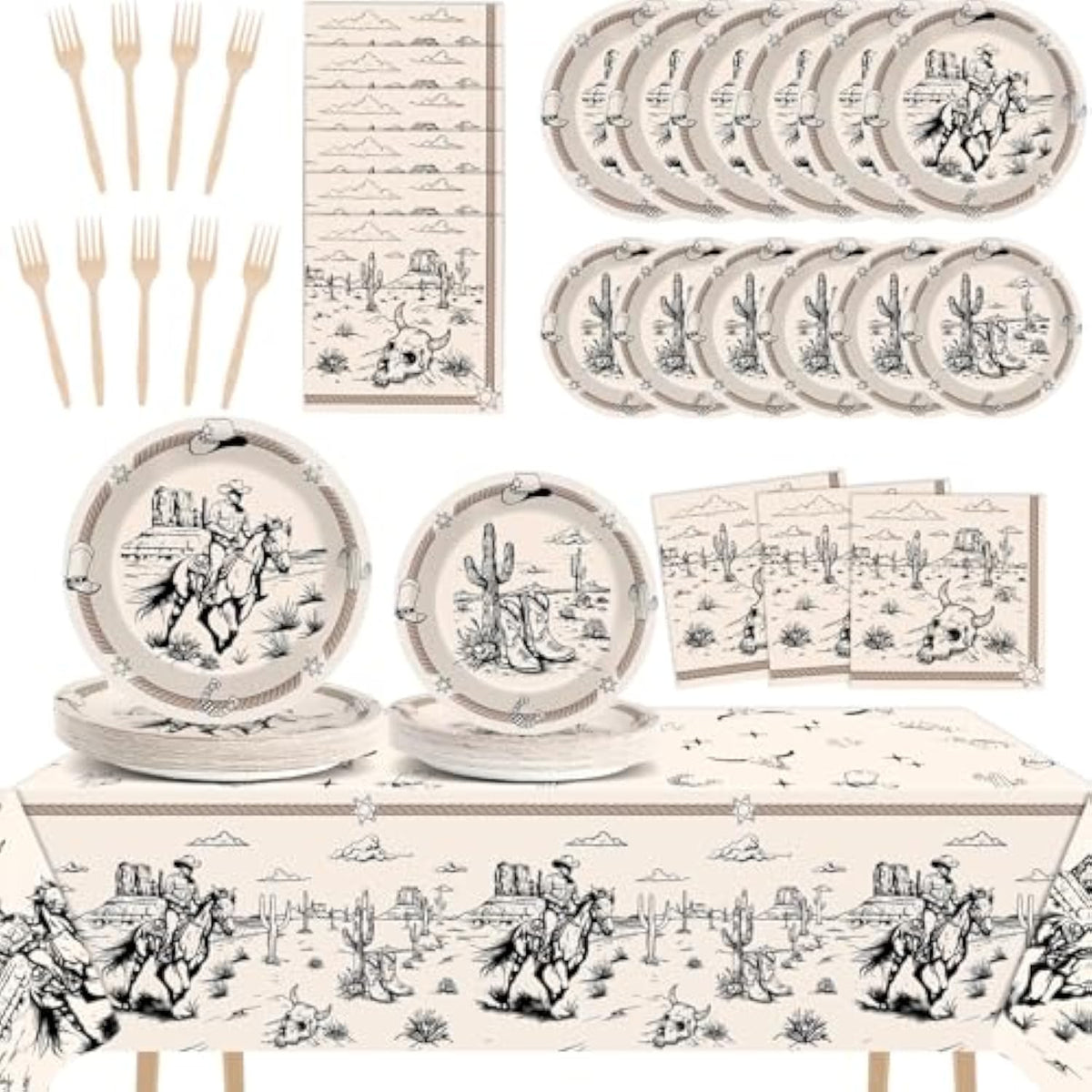 Cowboy Birthday Plates Napkins For Kids Boys Western Party Theme Supplies Decorations Rodeo Bachelor Paper Cake Tableware Set Tablecloths Serves 24 Guests Cowboy Ranch Wild West Party Favors