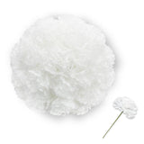 Artificial Carnation Flower, 50Pcs Silk Faux Flower Heads With Stem, For Diy Wreath, Wedding Decor, Handmade Flowers, Table Centerpieces, Home Decor, Baby Shower, Graduation Decor (50, White)