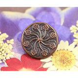 12 Pieces Flower Flourish Dark Copper Color Metal Shank Buttons. 20Mm