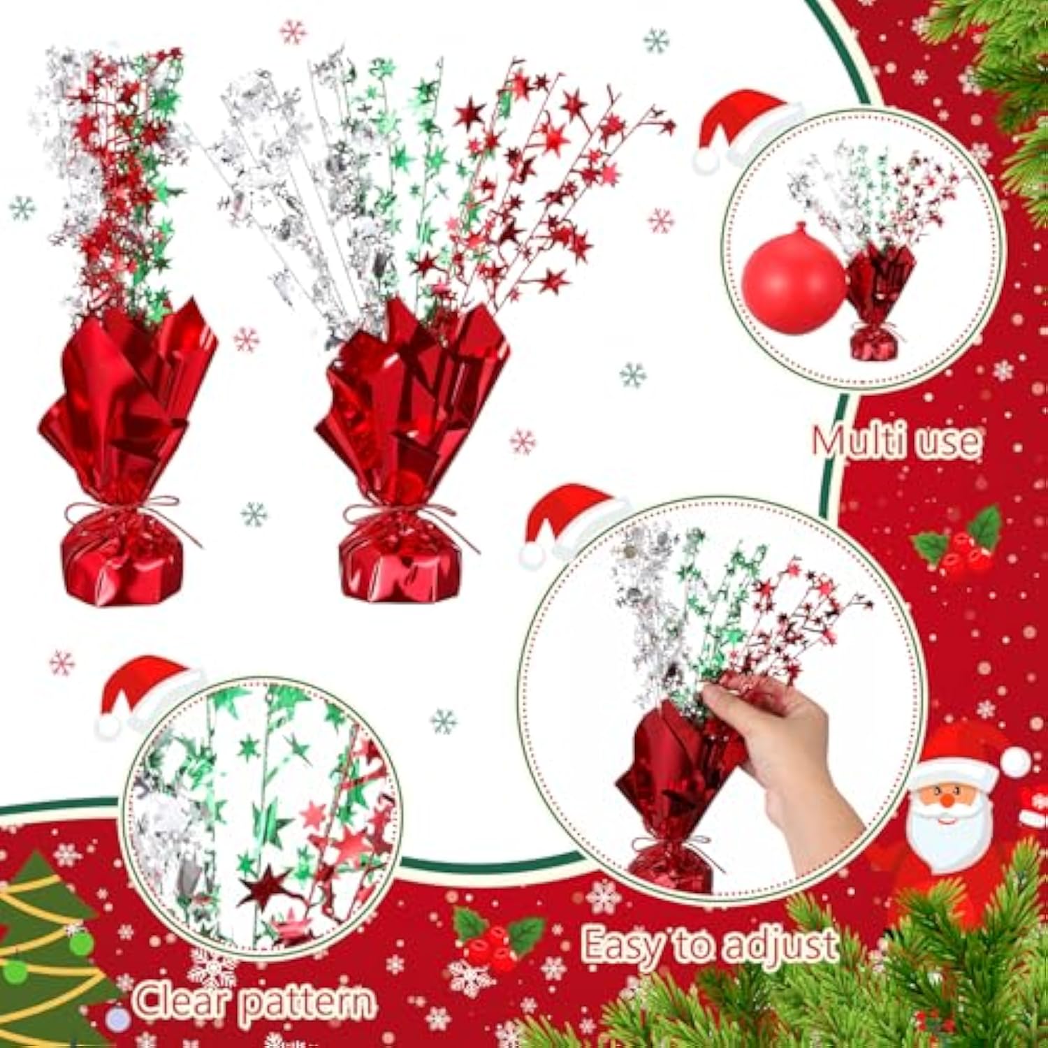 8-Pack Metallic Foil Spray Star Table Centerpieces for Holiday and Party Decor