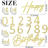 Gold Happy Birthday Felt Sign with 0–9 Numbers — Custom Age Backdrop Decor