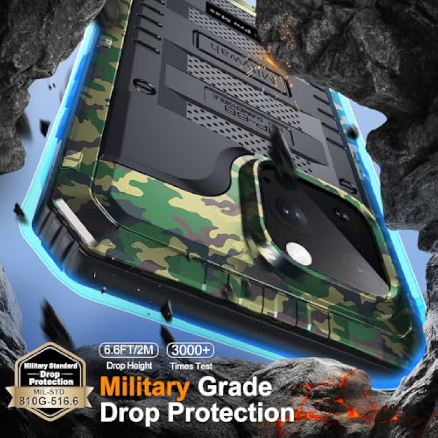 Waterproof Case For Iphone 16 Pro Max, Shockproof Heavy Duty Case With Built-In Screen Protector, Underwater Full Body Protective Metal Case 6.9 Inch, Camouflage