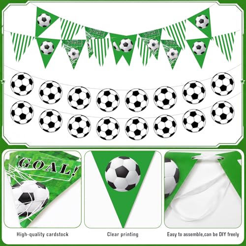 Green Soccer Banner Party Decorations,4Pcs Soccer Hanging Banner Set