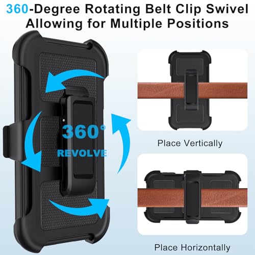 Belt Clip Case for  Galaxy A16 Holster with 360° Rotating Stand Defender Cover Heavy Duty Protection Anti-Drop Shockproof, Black
