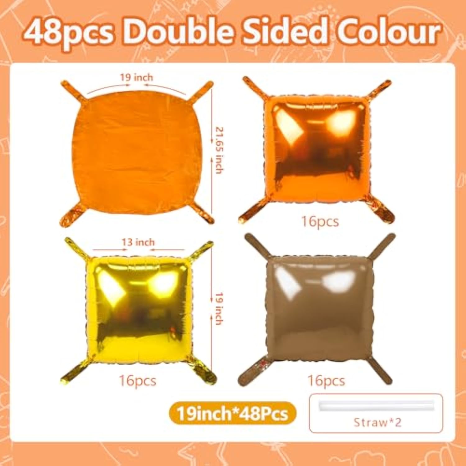 48pcs Orange Gold Brown Foil Balloons Wall Backdrop Metallic Fall Balloon Arch Kit