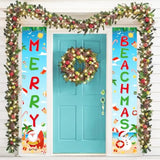 July Christmas Decorations, Coastal Christmas Party Door Banner Coastal Beach Merry Beachmas Garden Banner For Summer Party