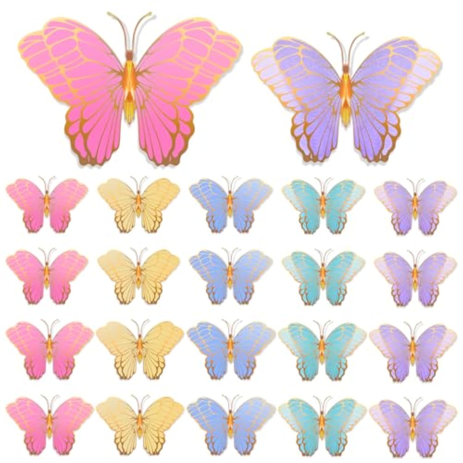 20PCS Butterfly Table Centerpieces, 3D Golden Butterfly Party Decor for Birthday & Baby Shower