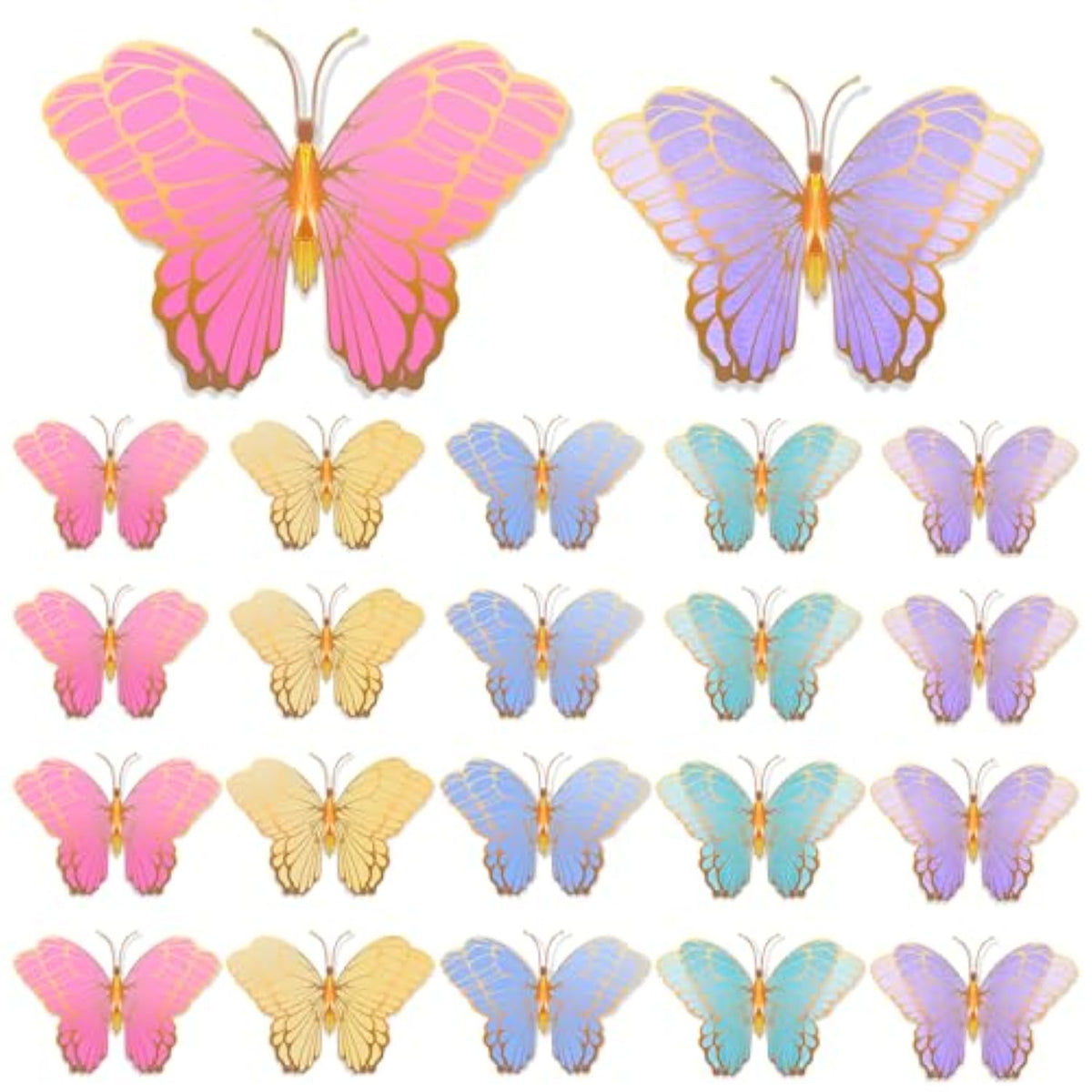 20PCS Butterfly Table Centerpieces, 3D Golden Butterfly Party Decor for Birthday & Baby Shower