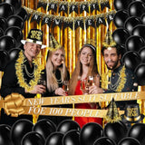 404pcs New Year 2026 Party Supplies Gold Black Favors Decorations
