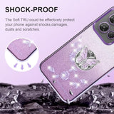 For Motorola Moto G Power 5G 2025 Phone Case,For Mobile Phone Case For Women And Girl, Glitter Butterfly Floral Tpu Protective Cover With Kickstand+Strap For Moto G Power 5G 2025 (Purple)