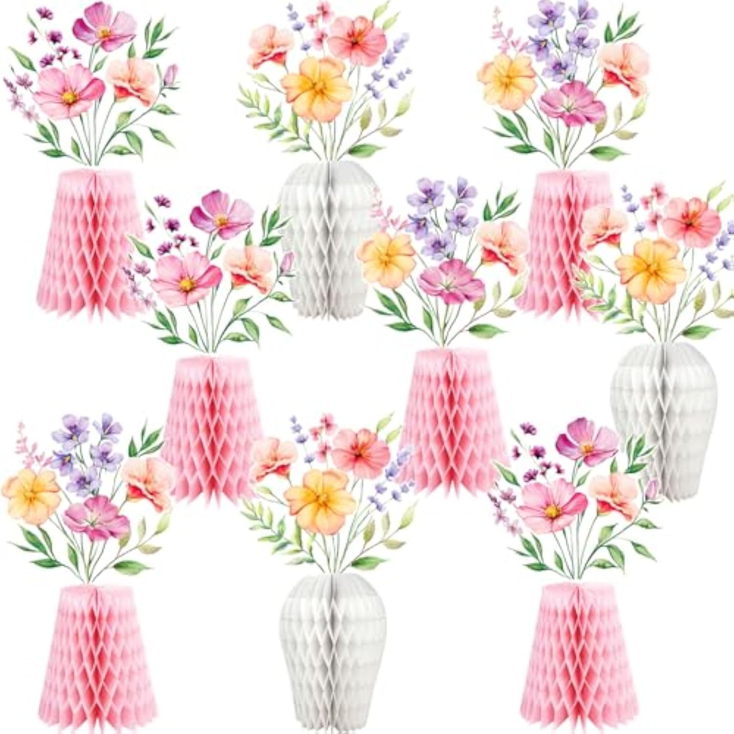 Wildflower Honeycomb Centerpieces For Tables, 9 Pcs Floral Vase Table Decorations, Wildflower Birthday Decorations, Flower Themed Party Decorations, Fall Table Centerpieces