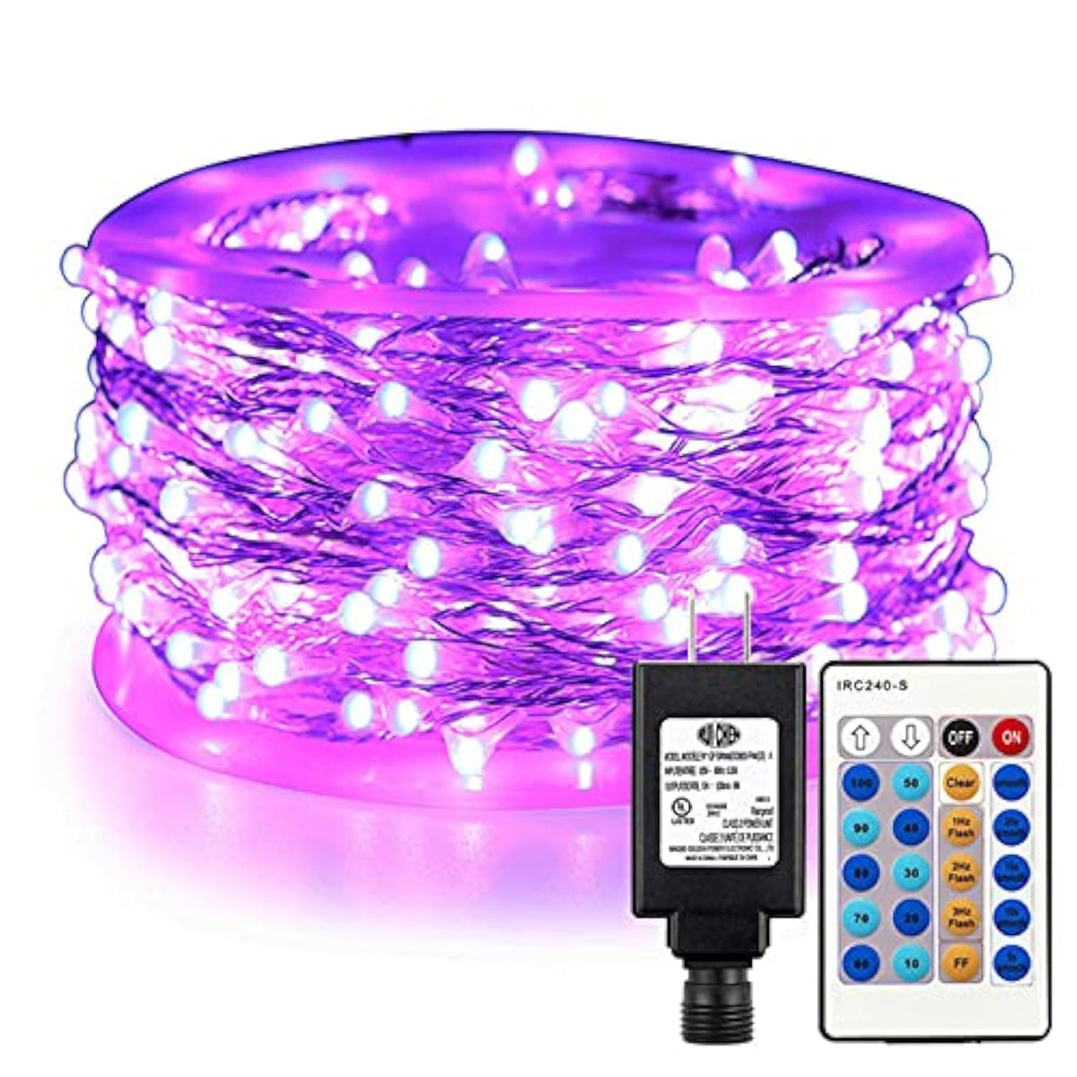 Dimmable Purple Fairy Lights Plug In, Waterproof Silver Wire 165 Ft 500 Led Starry String Lights With Remote For Christm
