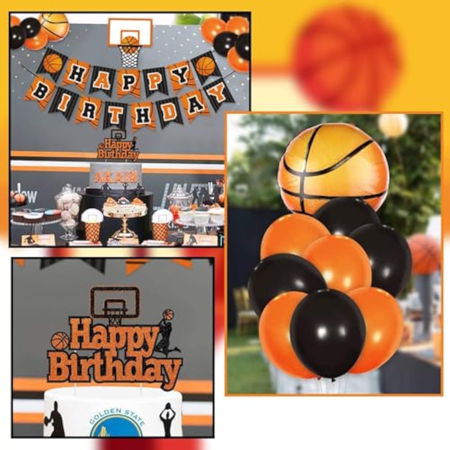 Basketball Birthday Party Decorations – Slam Dunk Banner, Cake Toppers & Photo Props for All Ages