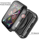 2 Pack Hard PC Case with Tempered Glass Screen Protector Compatible with Apple Watch SE Series 6 Series 5 Series 4 40mm, Black