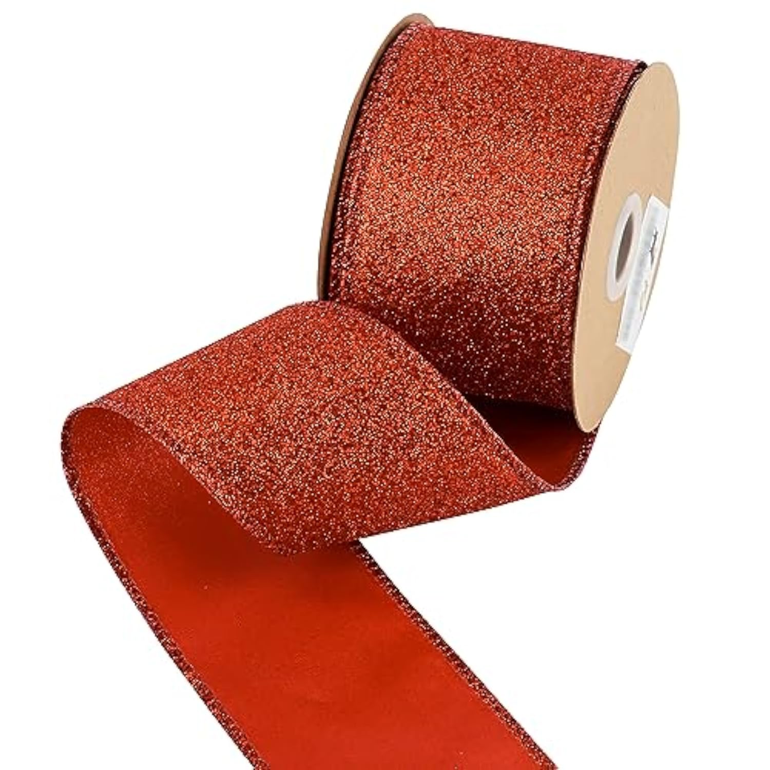 Red Christmas Ribbon Wired 2-1/2" Sparkle Metallic Glitter Wire Ribbon For Tree, Bows Making, Wreath Supplies, Gift Wrapping, Garland, Home Decor, Crafts -10 Yards