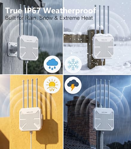 Ax1800 Outdoor Wifi 6 Extender, Long-Range High-Power Outdoor Access Point With Engineered High-Gain Antennas, Poe, Ip67 Weatherproof For Yard, Farm, Rv & Garage.