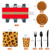 162 Pcs Cheetah Party Decorations Leopard Print Tableware Safari Animal Jungle Party Supplies Includes Tablecloth Plates Napkins Cups Forks Knives Spoons For Baby Shower Birthday(Red)
