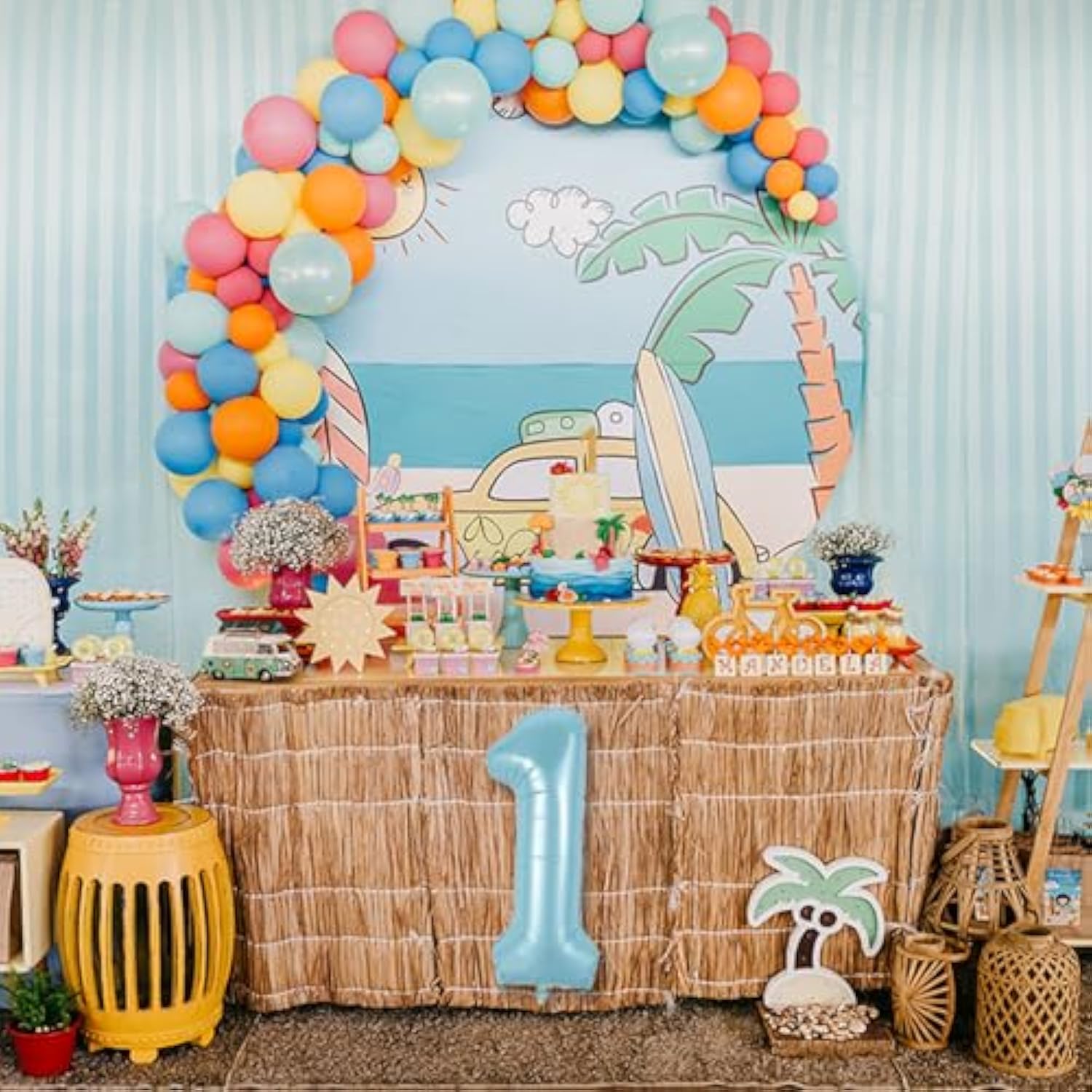 10 Pcs 16Inch Number Blue Mylar Balloons, 0~9 Blue Foil Balloons For B