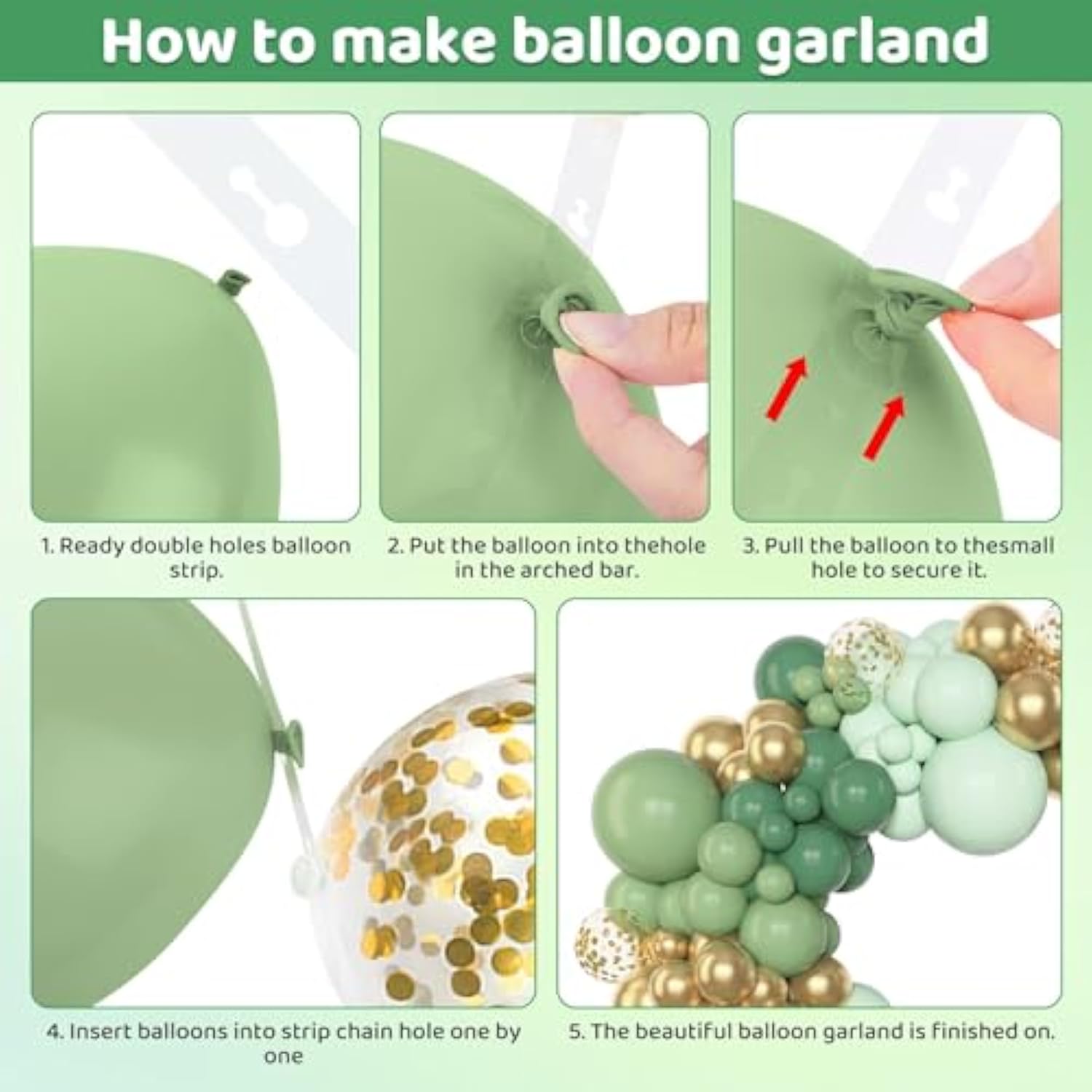 153pcs Sage Green Gold Balloon Garland Kit for Baby Shower Baptism Party Decor