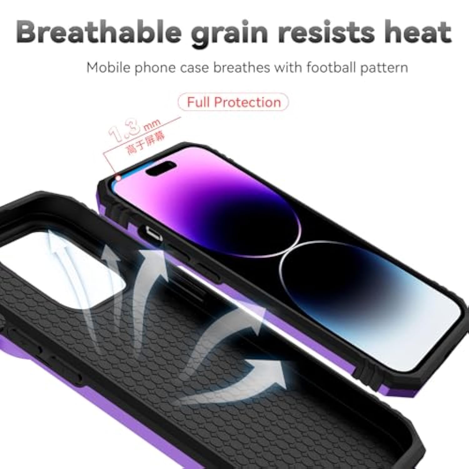 Compatible With Iphone 14 Pro Case With Hd Screen Protector & Slide Camera Cover & Rotated Ring Kickstand, [Military-Grade] Phone Case For Iphone 14 Pro (Purple)