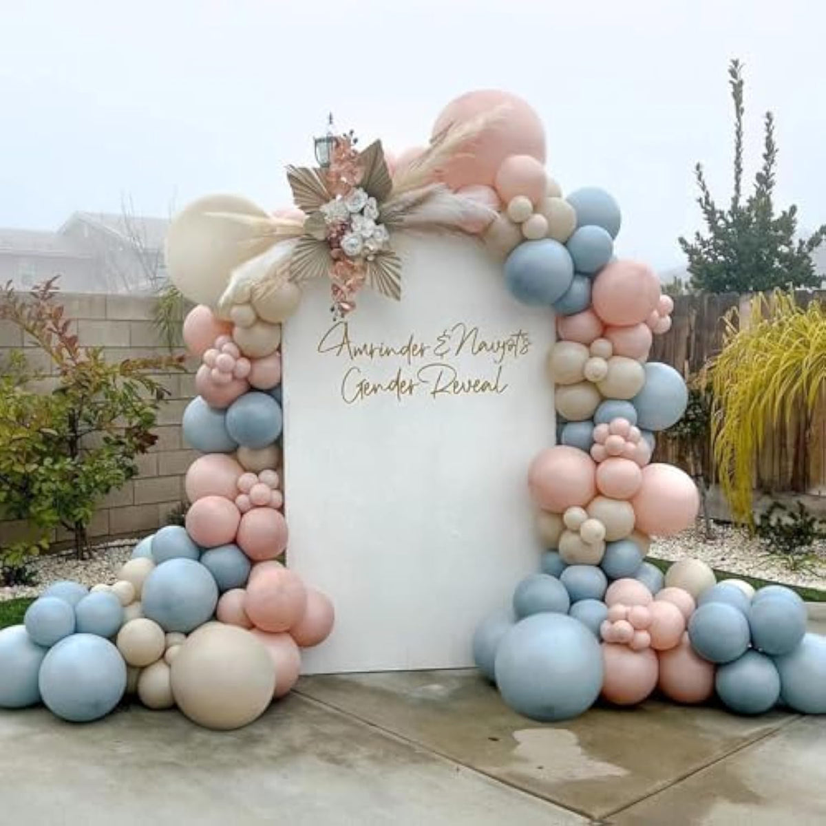 Gender Reveal Balloon Garland Kit  124pcs Pink, Blue & White for Baby Shower Decor