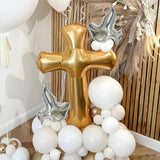 Jumbo 44” Red Gold Cross Balloons Laser Shiny Dove Foil Balloons for Christmas First Communion Baptism Party Christening Confirmation Party Mi Bautizo Decorations Christmas Party Decor