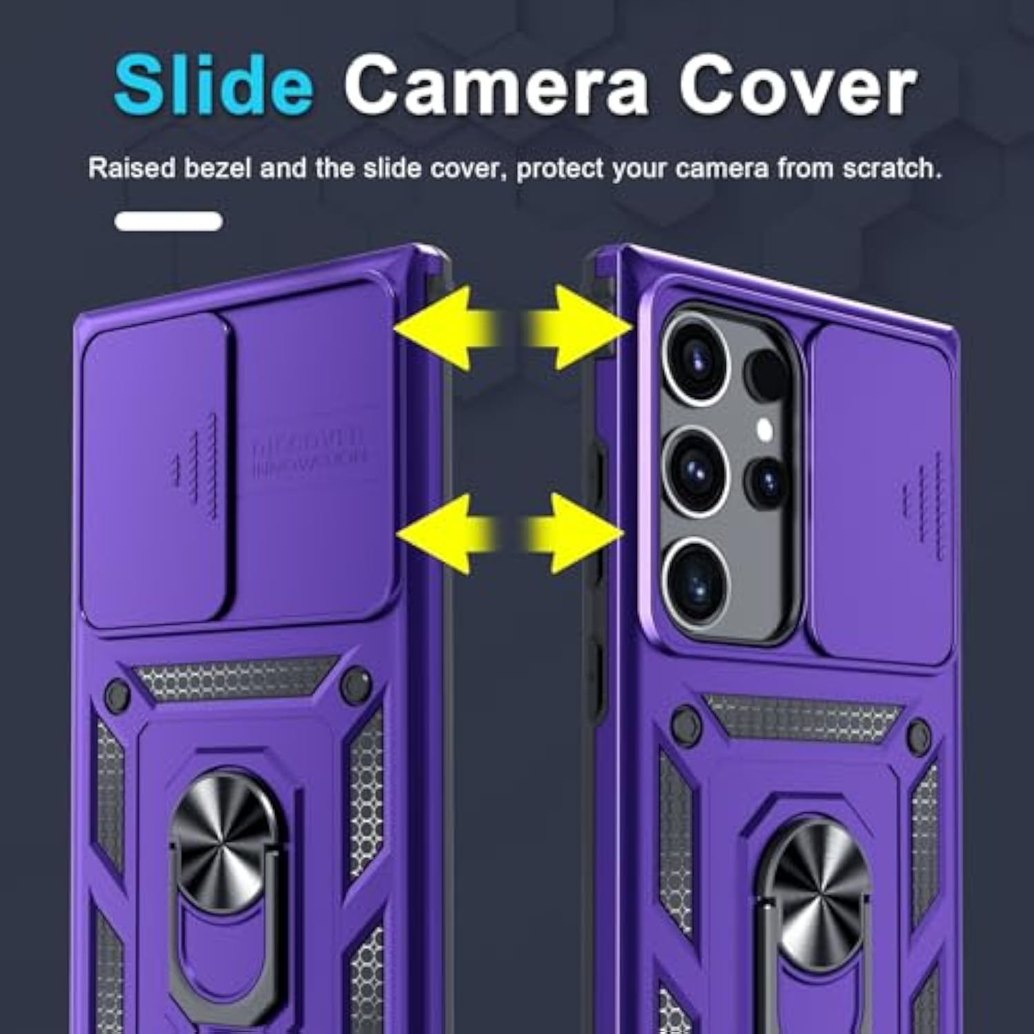 Samsung Galaxy S25 Ultra Case with Slide Lens Cover Screen Protector Kickstand Purple