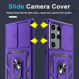 Samsung Galaxy S25 Ultra Case with Slide Lens Cover Screen Protector Kickstand Purple