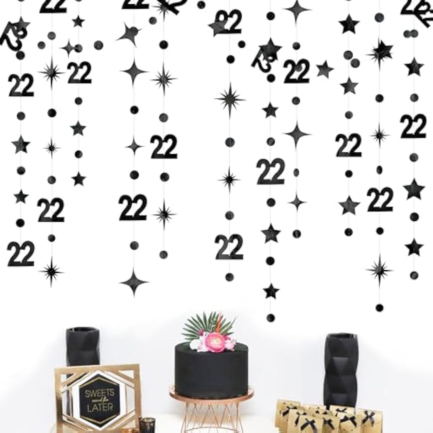 Black 22nd Birthday Garland & Banner Set for Party Décor