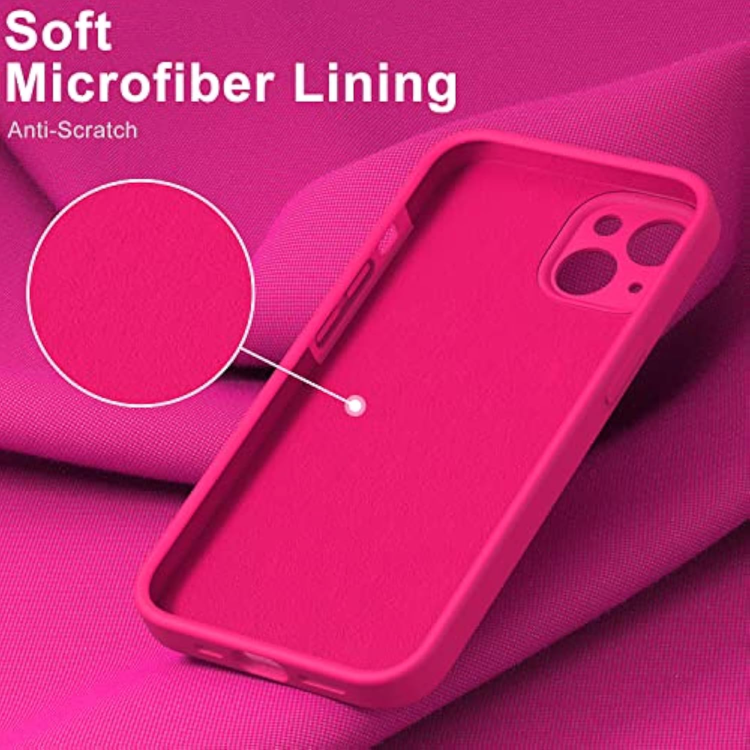 Compatible With 14 Plus Case With Screen Protector - Silky Silicone - Enhanced Camera Cover - 16Ft Drop Tested - Slim Fit Protective Phone Case For Women Girls 6.7" - Hot Pink
