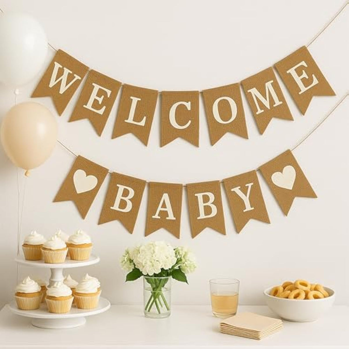 Welcome Baby Burlap Banner For Baby Shower Decorations And Gender Reveal Party