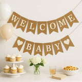 Welcome Baby Burlap Banner For Baby Shower Decorations And Gender Reveal Party