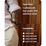 Compatible Apple Watch Bands 45Mm 44Mm 42Mm 46Mm 49Mm 41Mm 40Mm 38Mm, Metal Iwatch Band With Case For Apple Watch Series 9 8 7 6 5 4 3 2 1 Se 10 Ultra, 42Mm 44Mm 45Mm Black