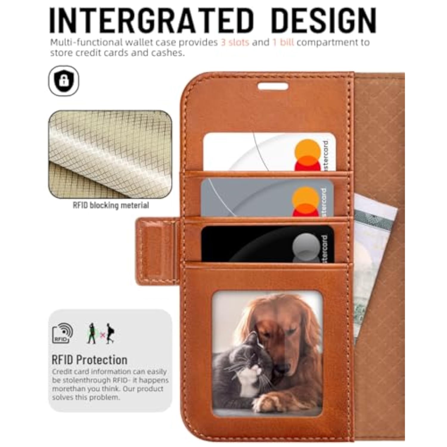 Retro Brown Wallet Case and Card Holder for iPhone 16e and iPhone 17e
