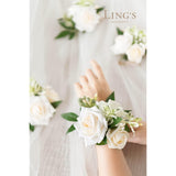 2Pcs Homecoming Wrist Corsage Artificial Flowers, Girl/Mother Corsages Wristlet Décor For Prom/Wedding/Anniversary, Etc. White Ivory