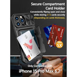 iPhone 15 Pro Max Case with Wallet and 4-Card Holder, Black