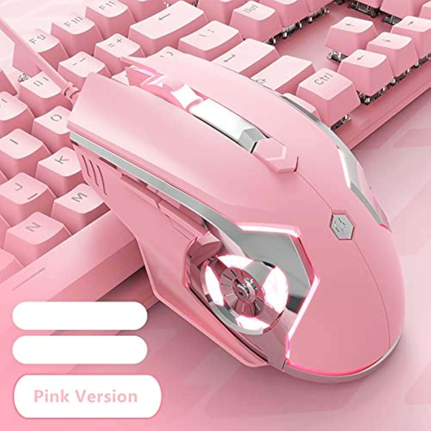 Aj120 Wired Gaming Mouse, Ergonomic Led Backlit Usb Gamer Mice Computer Laptop Pc, For Windows Mac Linux Os, Pink