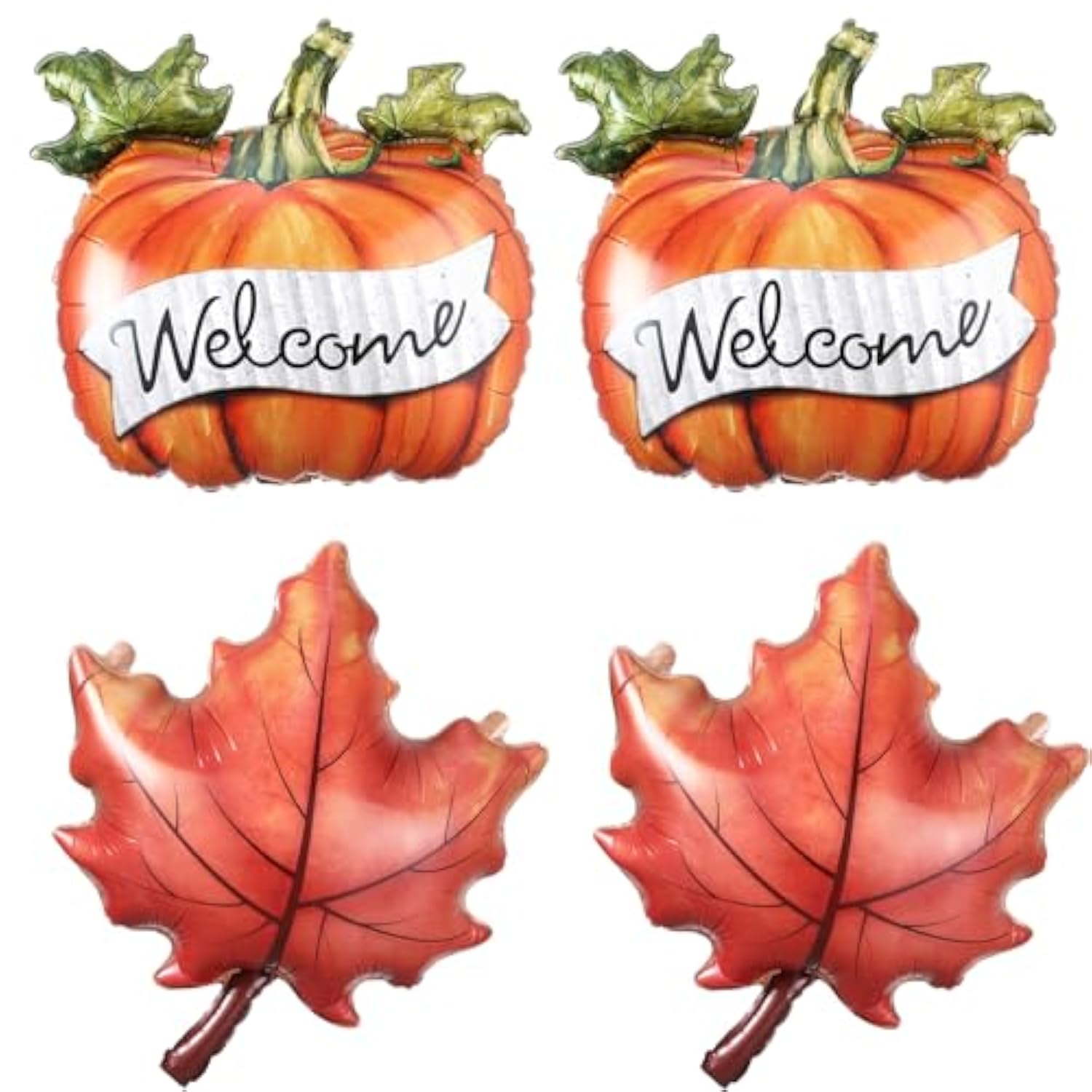 4PCS Fall Thanksgiving Foil Balloons Orange Maple Pumpkin Autumn Party Decor
