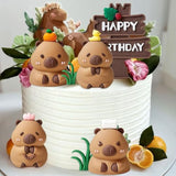 Capybara Cake Toppers Mini Blowfish Party Supplies for Capybara Birthday & Baby Shower