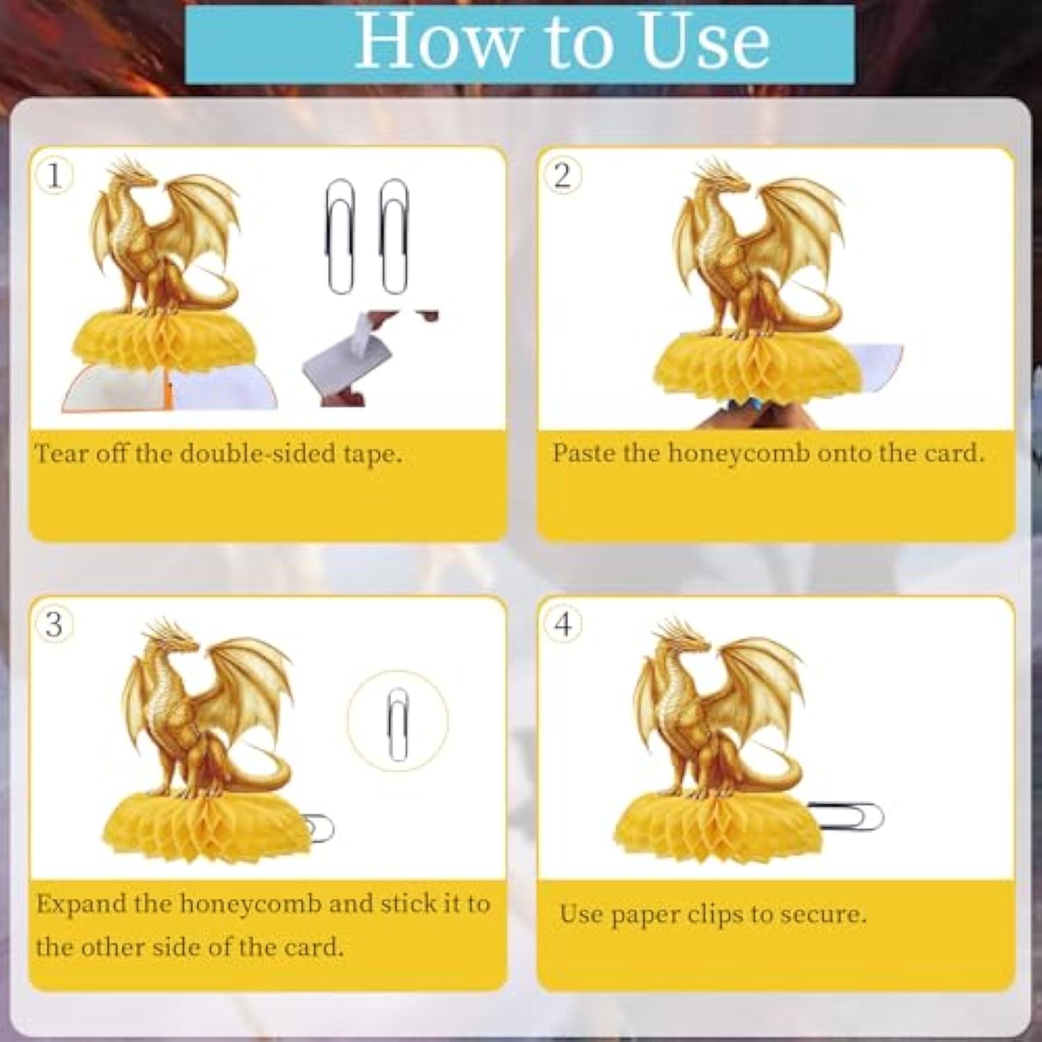 Dragon Birthday Party Decorations - 9Pcs Dragon Theme Honeycomb Centerpieces Bday Decoration For Baby Shower Supplies