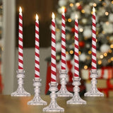 6 Pcs Christmas Flameless Taper Candles 10.6 Inch Glitter Candy Cane Candles Battery Operated Led Christmas Candlesticks For Xmas Centerpiece Holiday Party Decor